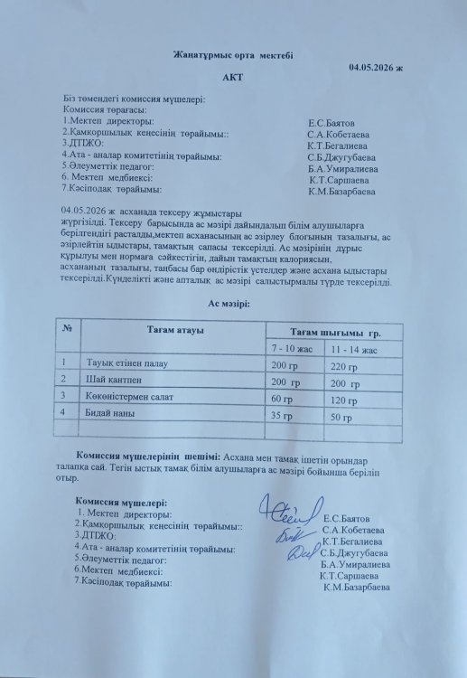 Асхана тексеру жұмыстары