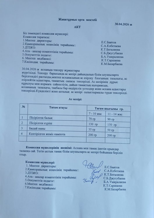 Асхана тексеру жұмыстары