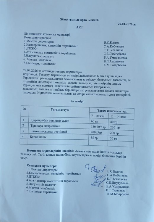 Асхана тексеру жұмыстары