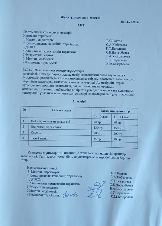 Асхана тексеру жұмыстары
