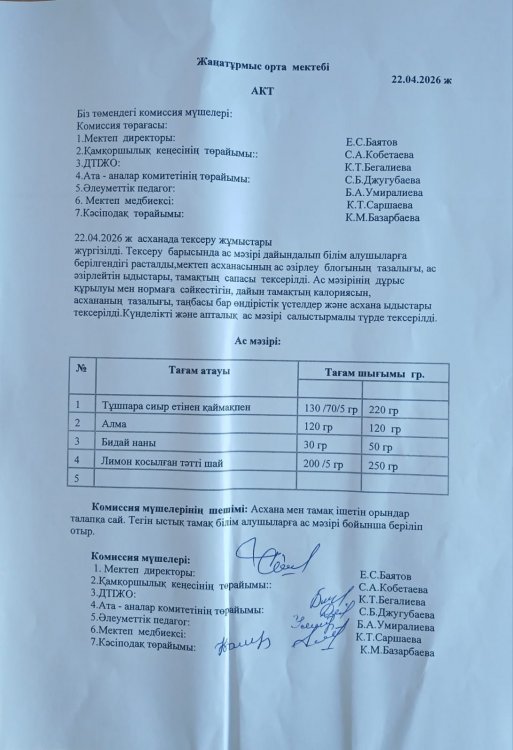 Асхана тексеру жұмыстары