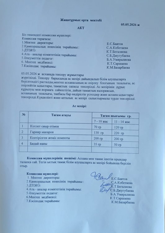 Асхана тексеру жұмыстары
